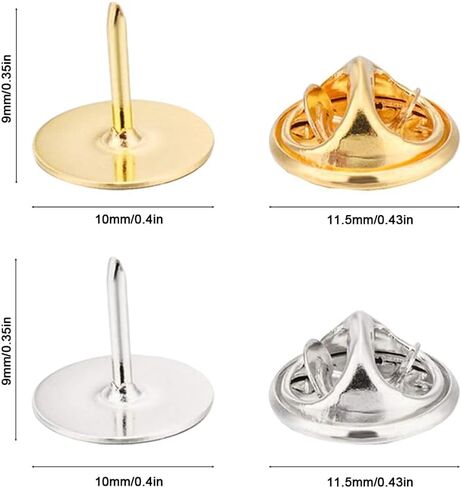 YuCool 120 Pairs Butterfly Clutch Pin Backs for Crafts - Nickel-Plated Brass Tie Tacks, Jewelry & Badge Making Kit (60 Silver + 60 Gold) | 8mm x 4mm Durable Metal Clasps in Kuwait