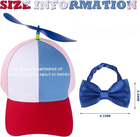Framendino, Rainbow Propeller Hats Detachable Helicopter Top Hats Hat Baseball Cap with Bow Tie Plastic Dragonflies for Adult in Saudi Arabia