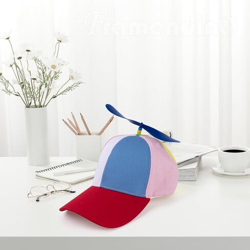 Framendino, Rainbow Propeller Hats Detachable Helicopter Top Hats Hat Baseball Cap with Bow Tie Plastic Dragonflies for Adult in Saudi Arabia