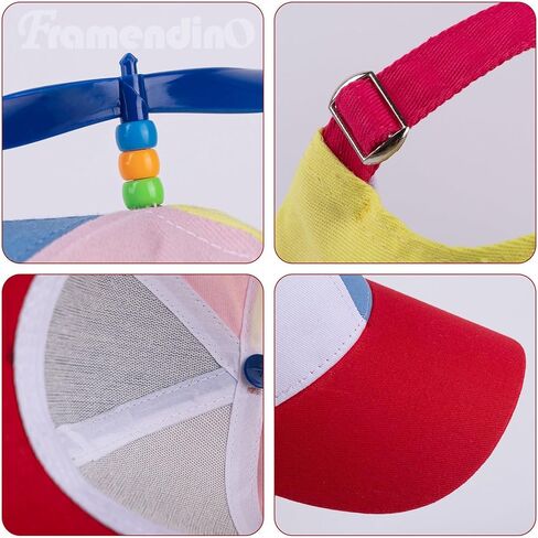 Framendino, Rainbow Propeller Hats Detachable Helicopter Top Hats Hat Baseball Cap with Bow Tie Plastic Dragonflies for Adult in Saudi Arabia