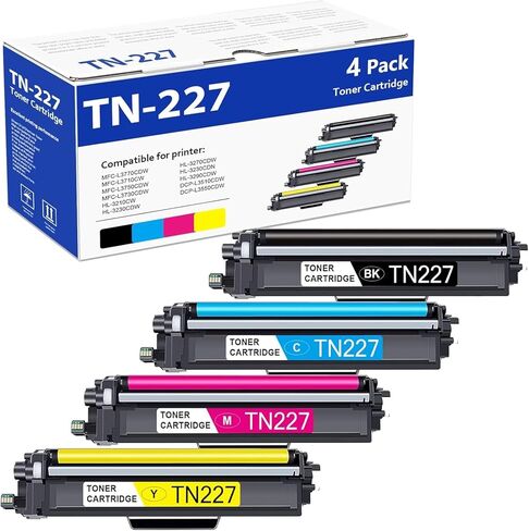 TN227 High Yield Toner Cartridge 4 Pack TN 227 TN-227BK/C/M/Y Replacement for Brother TN227 TN223 TN-227 HL-L3270CDW HL-L3210CW HL-L3230CDW HL-L3230CDN HL-L3290CDW Printer (TN-227BK/C/M/Y) in Kuwait