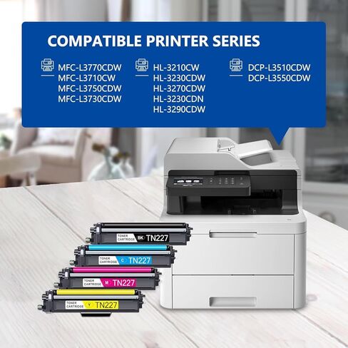 TN227 High Yield Toner Cartridge 4 Pack TN 227 TN-227BK/C/M/Y Replacement for Brother TN227 TN223 TN-227 HL-L3270CDW HL-L3210CW HL-L3230CDW HL-L3230CDN HL-L3290CDW Printer (TN-227BK/C/M/Y) in Kuwait