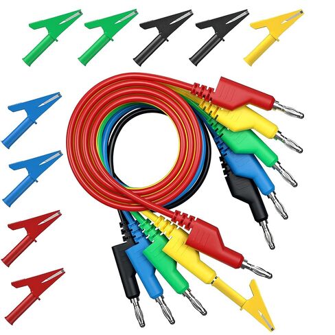 TALLSOCNE 5pcs 4mm  Stackable  Banana to Banana Plug Test Cable Lead Set,10pcs 4mm Socket Banana Jack Copper  Alligator Clips, for Multimeter Leads, Electrical Test Leads 1000V/ Max 19A  in Kuwait