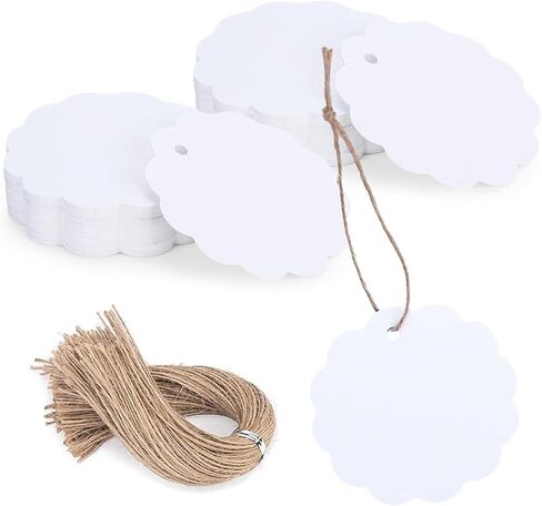 SallyFashion 200PCS Kraft Paper Tags with String, Round Circle Gift Tags 2.4" Editable Tags Clothes Tags for DIY Crafts Wedding Party Favors in Kuwait