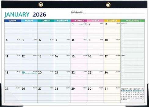 2025-2026 Desk Calendar – Jul 2025 – Dec 2026, 18 Monthly Desk Calendar 2025-2026, Large Desk Calendar, 22'' x 17'', 2025 Desk/Wall Calendar with Desk Pad, To-do Lists, Ruled Blocks, Corner Protectors in Kuwait