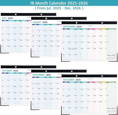 2025-2026 Desk Calendar – Jul 2025 – Dec 2026, 18 Monthly Desk Calendar 2025-2026, Large Desk Calendar, 22'' x 17'', 2025 Desk/Wall Calendar with Desk Pad, To-do Lists, Ruled Blocks, Corner Protectors in Kuwait