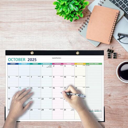 2025-2026 Desk Calendar – Jul 2025 – Dec 2026, 18 Monthly Desk Calendar 2025-2026, Large Desk Calendar, 22'' x 17'', 2025 Desk/Wall Calendar with Desk Pad, To-do Lists, Ruled Blocks, Corner Protectors in Kuwait