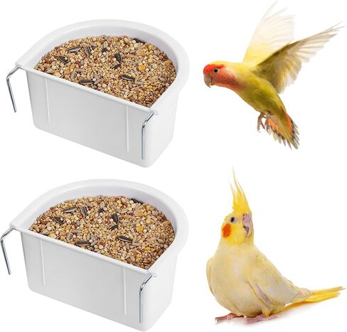 قطعتان من إكسسوارات قفص الطبق في طبق الطيور ، سهلة التثبيت ، وعاء التغذية المعلقة ببغاء القفص ببغاء متين لبودجي ، 10.9cmx9.8cmx5.4 سم ، اختياري in Kuwait