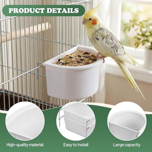 قطعتان من إكسسوارات قفص الطبق في طبق الطيور ، سهلة التثبيت ، وعاء التغذية المعلقة ببغاء القفص ببغاء متين لبودجي ، 10.9cmx9.8cmx5.4 سم ، اختياري in Kuwait