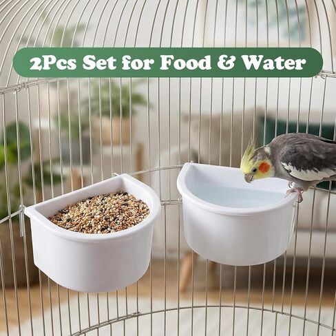 قطعتان من إكسسوارات قفص الطبق في طبق الطيور ، سهلة التثبيت ، وعاء التغذية المعلقة ببغاء القفص ببغاء متين لبودجي ، 10.9cmx9.8cmx5.4 سم ، اختياري in Kuwait