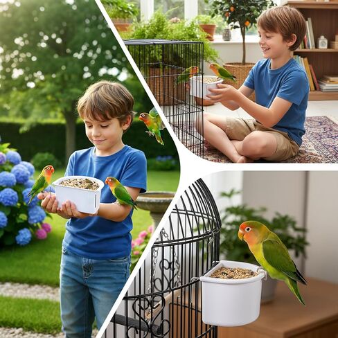 قطعتان من إكسسوارات قفص الطبق في طبق الطيور ، سهلة التثبيت ، وعاء التغذية المعلقة ببغاء القفص ببغاء متين لبودجي ، 10.9cmx9.8cmx5.4 سم ، اختياري in Kuwait