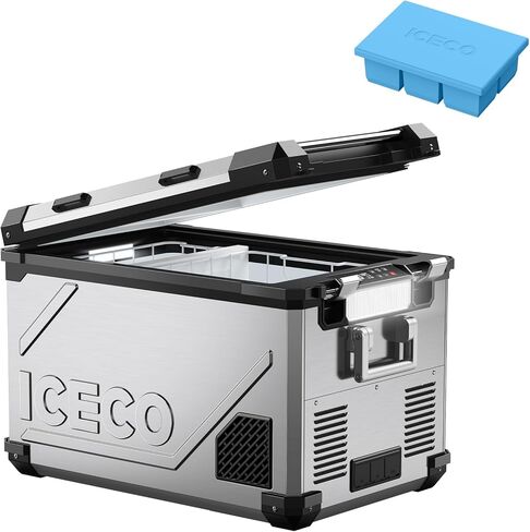 ICECO APL55 Dual Zone Portable Refrigerator Freezer Bluetooth Controlled, 55 Liter 12v refrigerator with SECOP Compressor, DC 12/24V, AC 110-240V, for Truck, Car and Home, -4℉~68℉ (Black) in Kuwait