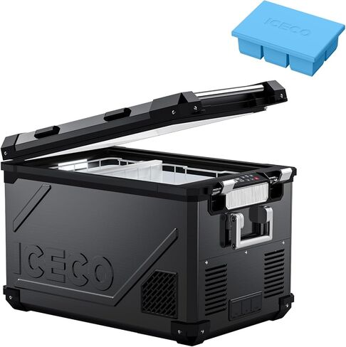 ICECO APL55 Dual Zone Portable Refrigerator Freezer Bluetooth Controlled, 55 Liter 12v refrigerator with SECOP Compressor, DC 12/24V, AC 110-240V, for Truck, Car and Home, -4℉~68℉ (Black) in Kuwait