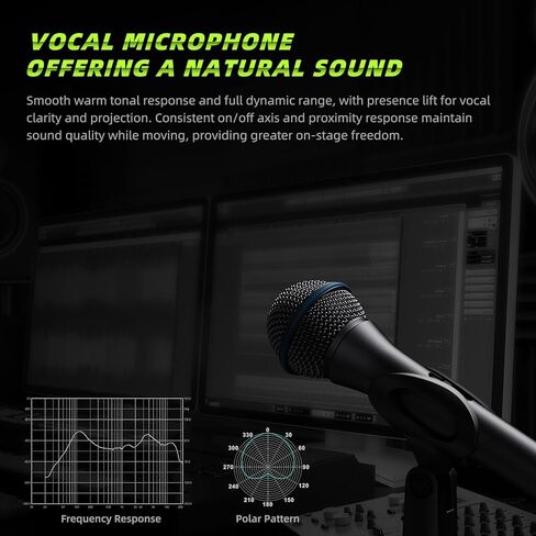 ميكروفون ديناميكي صوتي، ميكروفون سلكي معدني محمول للغناء، ميكروفون مناسب للكاريوكي والتسجيل، مع مفتاح تشغيل/إيقاف وكابل XLR بطول 16.4 قدم in Kuwait
