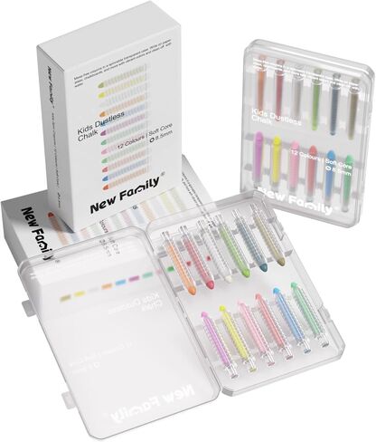 Dustless Chalk for Kids, Colored Sidewalk Chalk With Holder,Non-Toxic Washable Toddlers Chalks Drawing Writing for Outdoor Art Play,Blackboard in Saudi Arabia