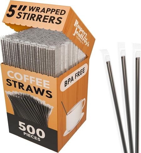 Individually Wrapped Coffee Stirrers (Black, 500) in Kuwait