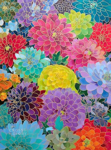 Cross & Glory - Golden Peony Dreams - 1000 قطعة Jigsaw Puzzle للبالغين | عمل فني مستوحى من الفسيفساء مع تفاصيل أوراق الذهب | جودة قسط in Kuwait