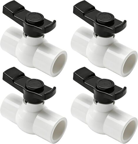 VIKKSAER 4Pcs 1-1/2" PVC Ball Valve Quarter-Turn Valve Shut-Off Valve with Handle and Easy To Rotate Rated At 150 PSI 48.3mm 1-1/2" Socket in Saudi Arabia