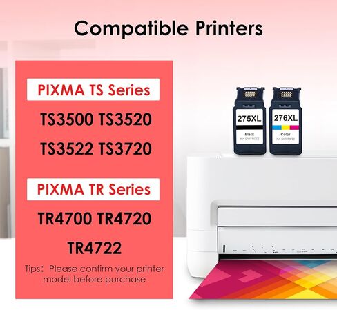 PG-275XL/CL-276XL Remanufactured Ink 275 276 Replacement for Canon 275 and 276 Ink Cartridges Combo Pack Fits for Canon Printer PIXMA TR4720 TR4700 TR4722 TS3522 TS3500 TS3520, 275XL Black 276XL Color in Kuwait