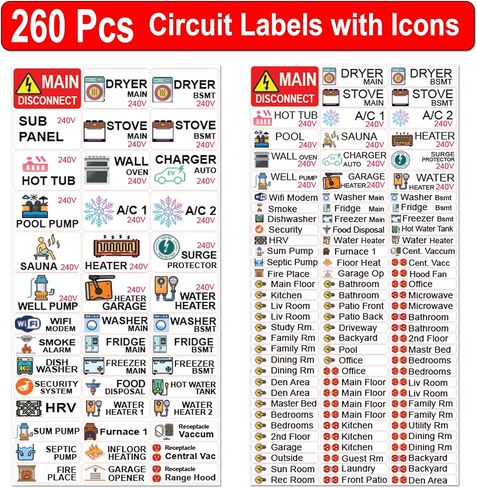 120 Pcs Circuit Identification Labels Markers Stickers Decals with Icons (Standard/Regular 120 Pcs) in Saudi Arabia