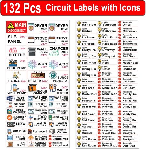 120 Pcs Circuit Identification Labels Markers Stickers Decals with Icons (Standard/Regular 120 Pcs) in Saudi Arabia