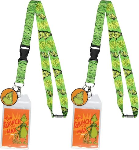 Dr. Seuss Grinch and Max ID Badge Holder Lanyard w/ 1.5" Logo Rubber Pendant in Saudi Arabia