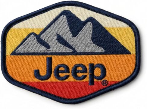 Jeep Mountains Navy Embroidered Patch | 4" x 3" Heat Seal Patch for Clothes, Backpacks, Hats, Jackets, and Jeans in Kuwait