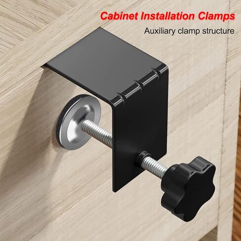 6 Pcs C Clamps, Drawer Front Installation Clamps, Cold-Rolled Steel Clamps for Woodworking, Can Be Used as Door Installation Tools and Cabinet Tools, Black (6) in Kuwait