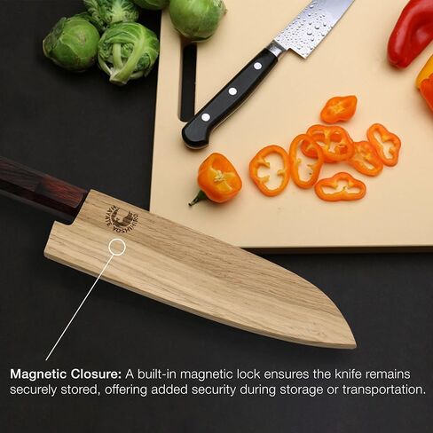 Yoshihiro Natural Magnolia Wood Saya Cover Blade Protector for Santoku (180mm)7in in Kuwait