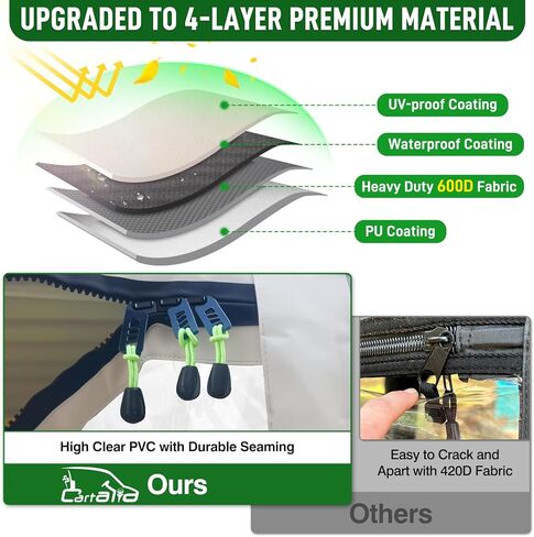 Golf Cart Deluxe Driving Enclosure 2 Passenger Only Fits Club Car Precedent Golf Cart with Door Zippers, Clear Window 600D Heavy Duty Drivable Rain Cover All Weather Waterproof Windproof in Kuwait