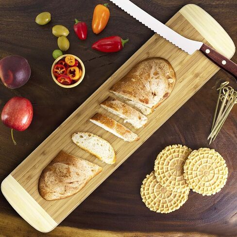 Totally Bamboo Kauai Bamboo Serving & Cutting Board, 14" x 11.5", Natural Two Tone in Kuwait