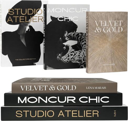 Moncur Home Decorative Coffee Table Books for Home Décor Accents Bookshelf Mid Century Modern Black and White Fake Books With Real Blank Pages Shelf Decor Aesthetic Removable Covers Set of 3 in Kuwait