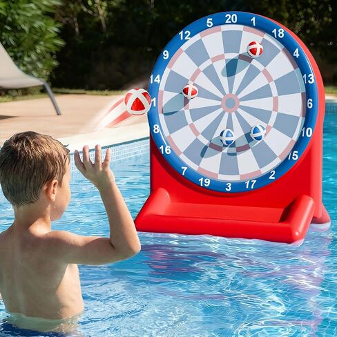 iPlay, iLearn Pool Wave Kids Fun Pool Toys, Inflatable Dart Board Water Games, Swimming Pool Floats, Beach Yard Outdoor Play, Cool Summer Party Gift for 6 7 8 Year Old Boy Girl Teen Adult-Red & Green in Kuwait