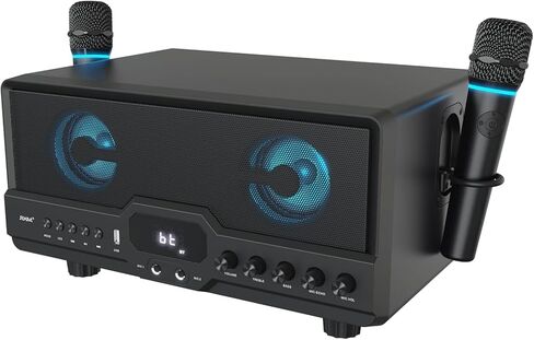 جهاز كاريوكي RHM L268 مع صوت قوي، مصابيح RGB، 2 ميكروفونات لاسلكية قابلة لإعادة الشحن، ثلاثة أضعاف وباس قابل للتعديل، يدعم 2 ميكروفونات سلكية إضافية/بلوتوث 5.2/AUX/USB للمنزل/الحفلة in Kuwait