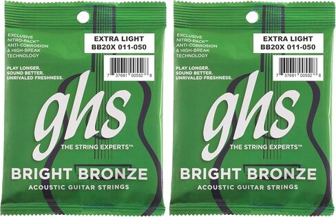 GHS Strings BB30L Bright Bronze, 80/20 Copper-Zinc Alloy, Acoustic Guitar Strings, Light (.012-.054) (BB30L SET), 3 Sets of BB30L in Kuwait