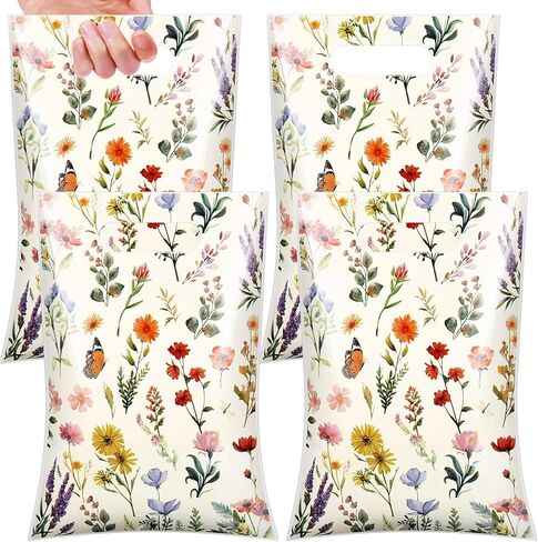 100 PCS Wildflower Gift Fags Flower Flower Acags with Willles Goodie Goodie Candy Snack Bag for Spring Mother Wedding Baby Shower Floral Party Party Supplies in Kuwait