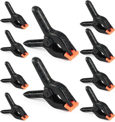 10 Pcs Spring Clamps, RELBRO 4.5 Inch Large Plastic Spring Clips Clamps Heavy Duty Black Backdrop Clamps Clips for Photography Woodworking Balloon Arch Crafts Tarps in Saudi Arabia