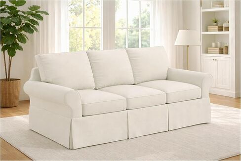 The Thick Cotton Sofa Cover Only Fits Pottery Barn PB Basic Grand (Width: 93", Not 83") 3 Seat Sofa. Durable XL Size Slipcover Replacement (Grand Size White) in Kuwait