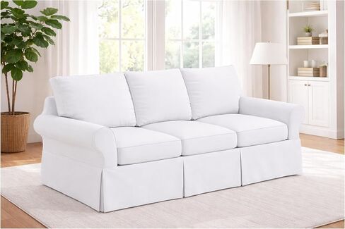 The Thick Cotton Sofa Cover Only Fits Pottery Barn PB Basic Grand (Width: 93", Not 83") 3 Seat Sofa. Durable XL Size Slipcover Replacement (Grand Size White) in Kuwait