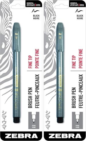 Zebra Pen Zensations Brush Pen, Fine Brush Tip, Black Water-Resistant Ink, 1-Pack in Kuwait