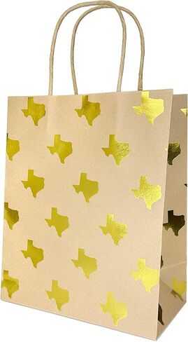 6 حقيبة هدايا تكساس مع Gold Foil State of Texas شكل Kraft Gift Bag Rose Size 5.25 × 3.5 × 8.5 بوصة in Kuwait