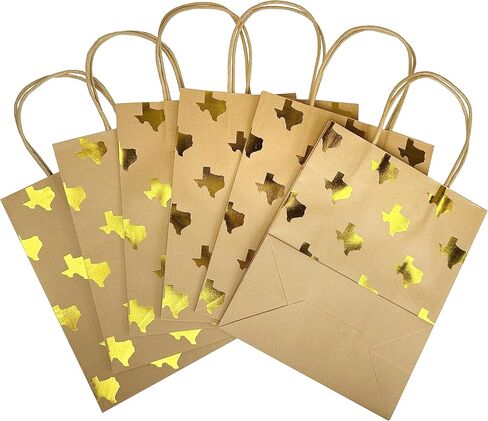 6 حقيبة هدايا تكساس مع Gold Foil State of Texas شكل Kraft Gift Bag Rose Size 5.25 × 3.5 × 8.5 بوصة in Kuwait