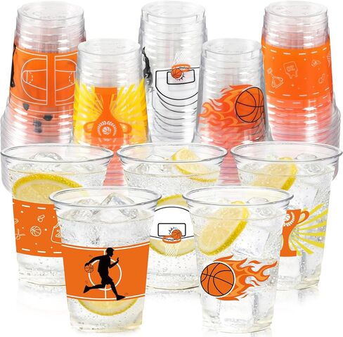 50 حزمة لكرة السلة لكرة السلة 12 أوقية - البلاستيك يمكن التخلص منها شرب الكؤوس الخفيفة لمستلزمات لحفلات كرة السلة ، شرب ، قهوة نبيذ ، لعيد ميلاد الرياضة. in Kuwait