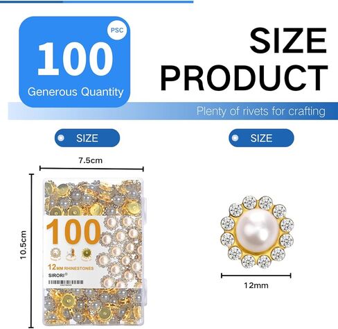 100pcs أحجار الراين 12 ملم لصياغة أحجار الراين الكريستالية للحرف الحرف المعدنية السائبة المسطحة في ظاهرة أحجار الراين للملابس أحجار الراين للبلاغ (متنوعة) in Kuwait