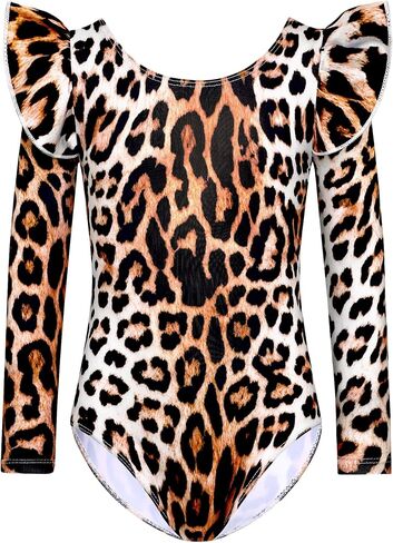 ملابس الجمباز للفتيات بأكمام طويلة مكشكشة ملابس الرقص للأطفال في فصول التدريب in Kuwait