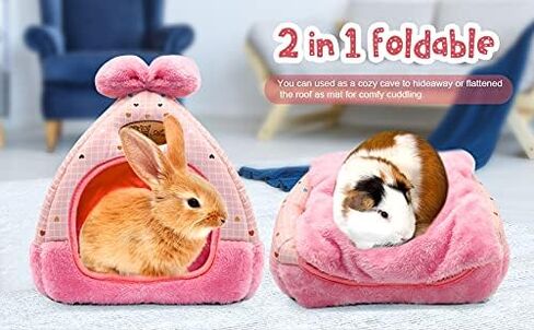 YUEPET Bunny Bed Warm Guinea Pig Cave Beds Cute Bowknot House Big Hideouts Cage Accessorie for Dwarf Rabbits Hamster Bunny Ferrets Rats Hedgehogs Chinchilla（Blue） in Saudi Arabia