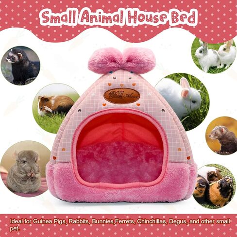 YUEPET Bunny Bed Warm Guinea Pig Cave Beds Cute Bowknot House Big Hideouts Cage Accessorie for Dwarf Rabbits Hamster Bunny Ferrets Rats Hedgehogs Chinchilla（Blue） in Saudi Arabia