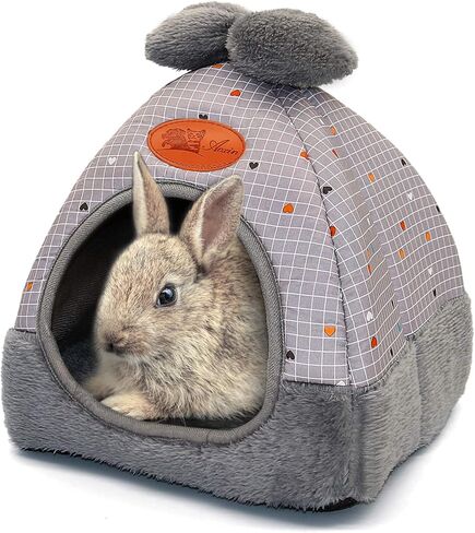 YUEPET Bunny Bed Warm Guinea Pig Cave Beds Cute Bowknot House Big Hideouts Cage Accessorie for Dwarf Rabbits Hamster Bunny Ferrets Rats Hedgehogs Chinchilla（Blue） in Saudi Arabia