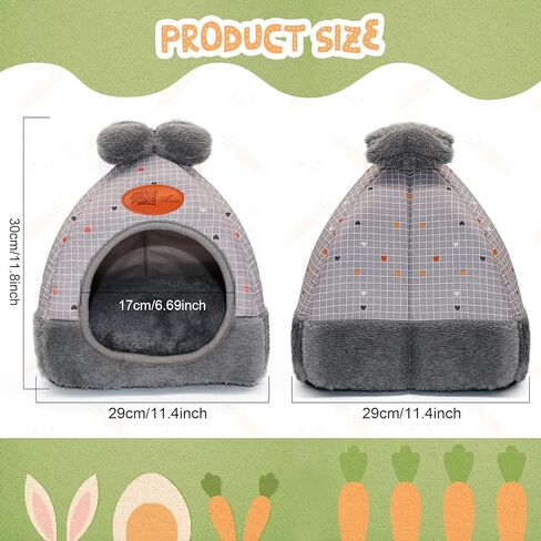 YUEPET Bunny Bed Warm Guinea Pig Cave Beds Cute Bowknot House Big Hideouts Cage Accessorie for Dwarf Rabbits Hamster Bunny Ferrets Rats Hedgehogs Chinchilla（Blue） in Saudi Arabia