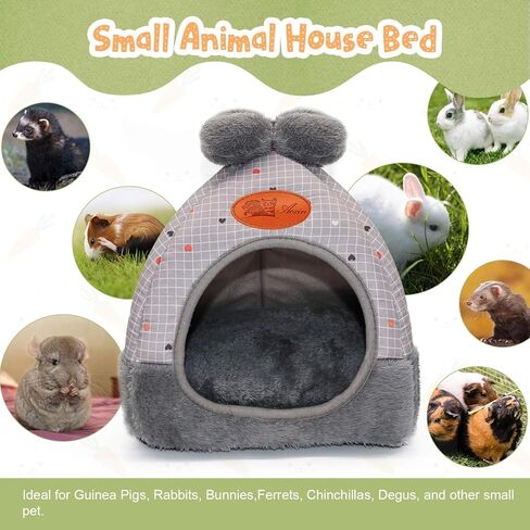 YUEPET Bunny Bed Warm Guinea Pig Cave Beds Cute Bowknot House Big Hideouts Cage Accessorie for Dwarf Rabbits Hamster Bunny Ferrets Rats Hedgehogs Chinchilla（Blue） in Saudi Arabia